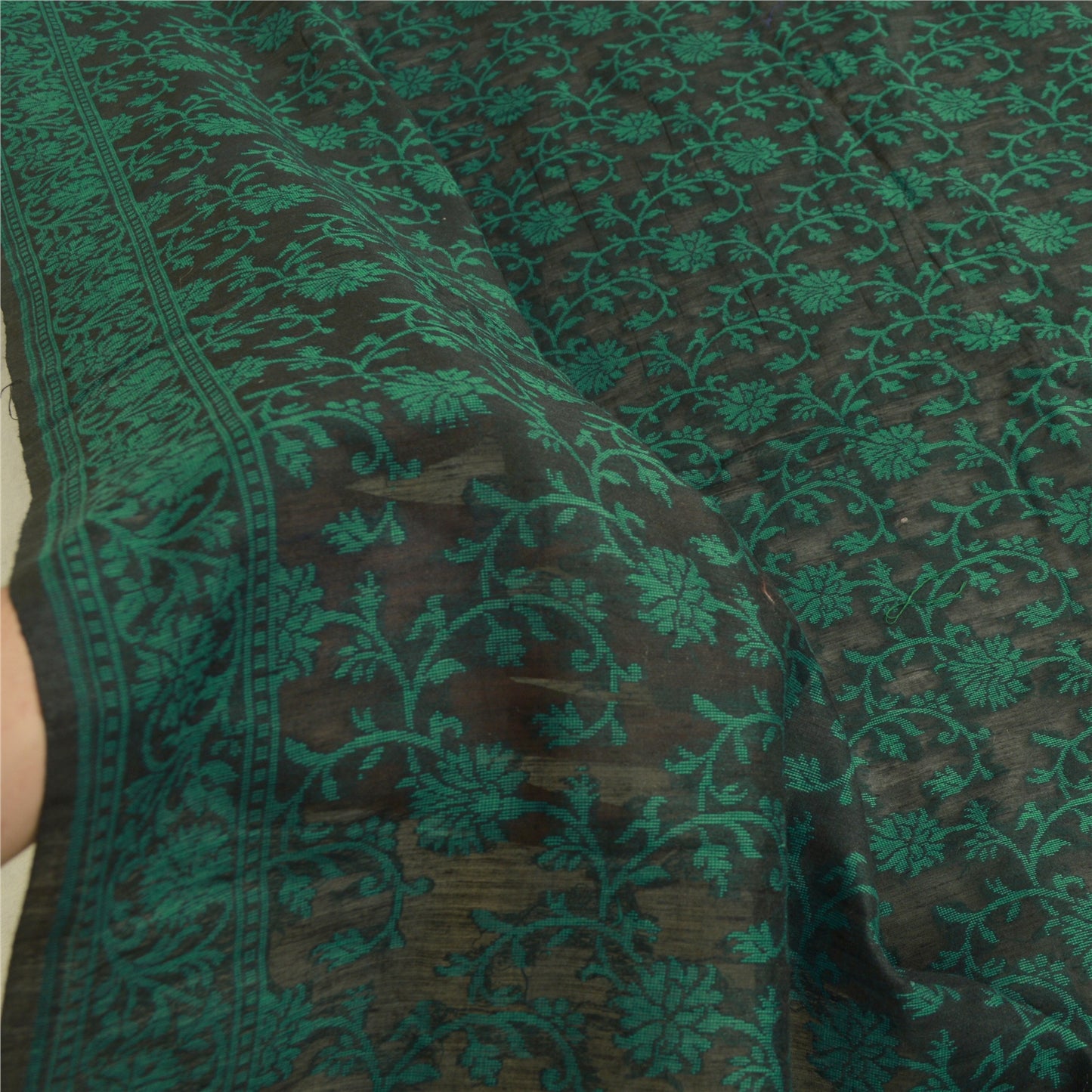 Санскрити Винтаж Длинный Дупатта Палантин Хлопковый Хиджаб Черный Тканый Шарфы-Обертывания