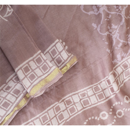 Sanskriti Vintage Long Dupatta Stole Cotton Silk Purple Hand-Block Printed Veil