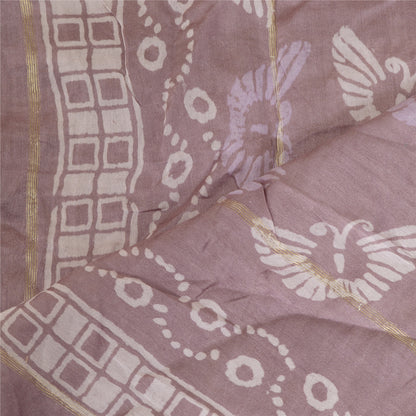 Sanskriti Vintage Long Dupatta Stole Cotton Silk Purple Hand-Block Printed Veil