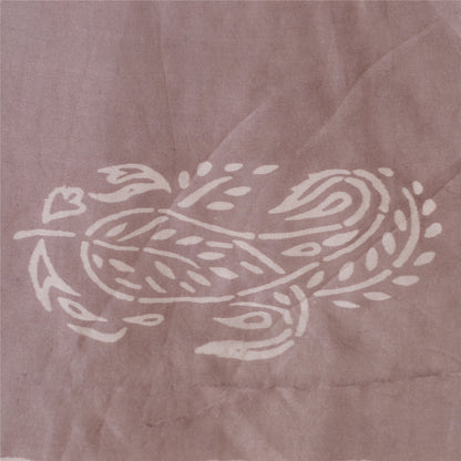 Sanskriti Vintage Long Dupatta Stole Cotton Silk Purple Hand-Block Printed Veil