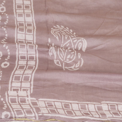 Sanskriti Vintage Long Dupatta Stole Cotton Silk Purple Hand-Block Printed Veil