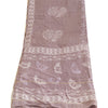 Sanskriti Vintage Long Dupatta Stole Cotton Silk Purple Hand-Block Printed Veil