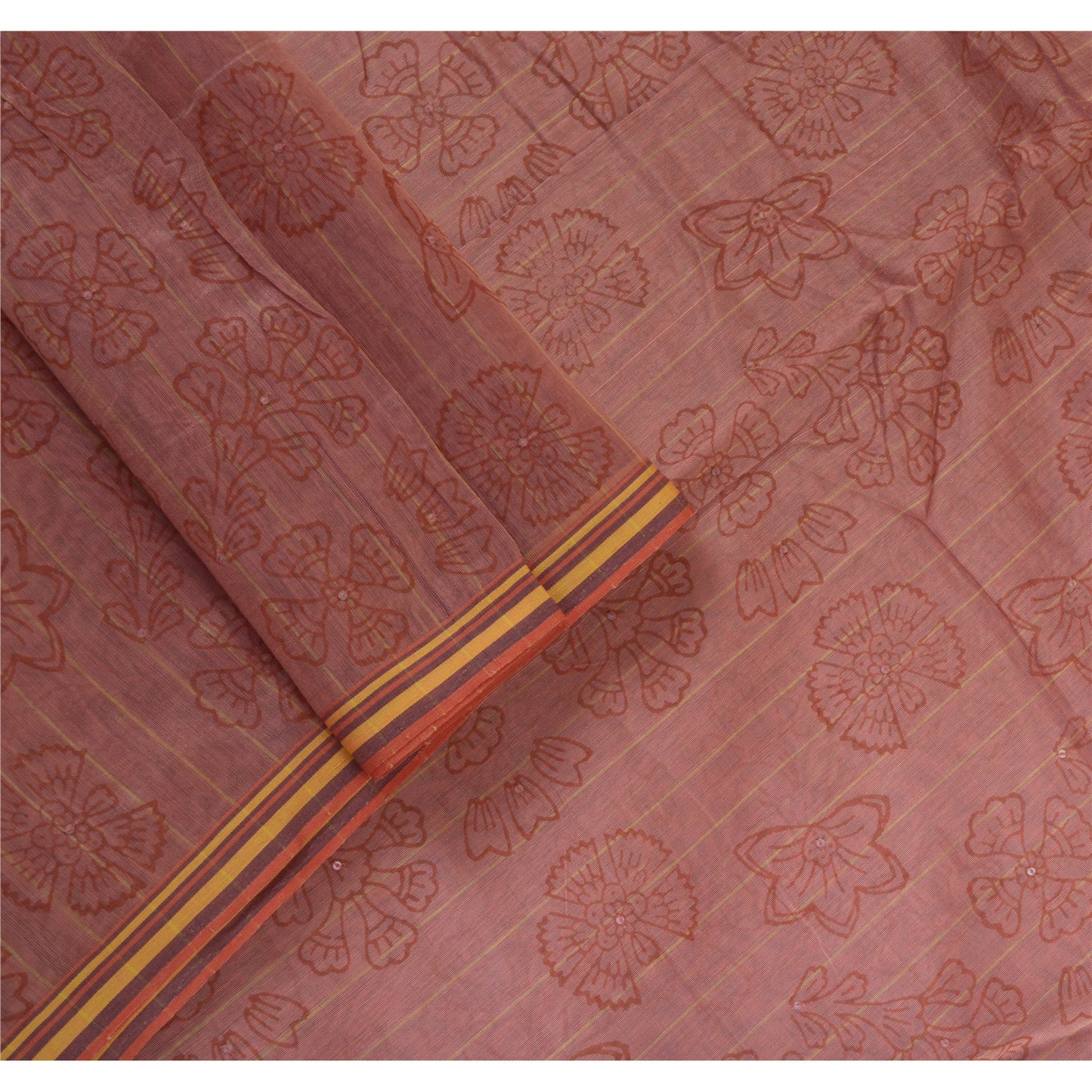 Sanskriti Vintage Long Dupatta Stole Cotton Silk Pink Hand-Block Printed Scarves
