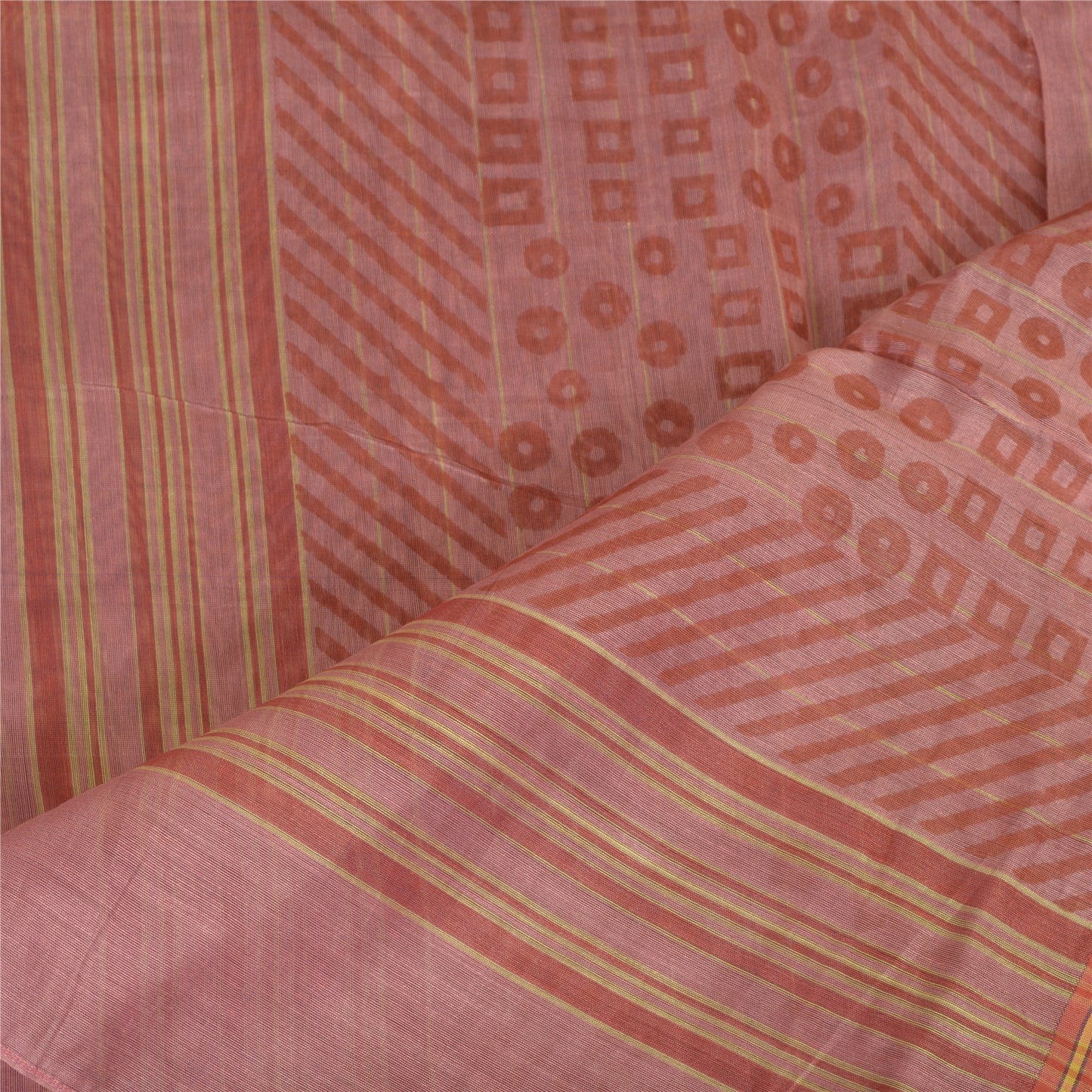 Sanskriti Vintage Long Dupatta Stole Cotton Silk Pink Hand-Block Printed Scarves