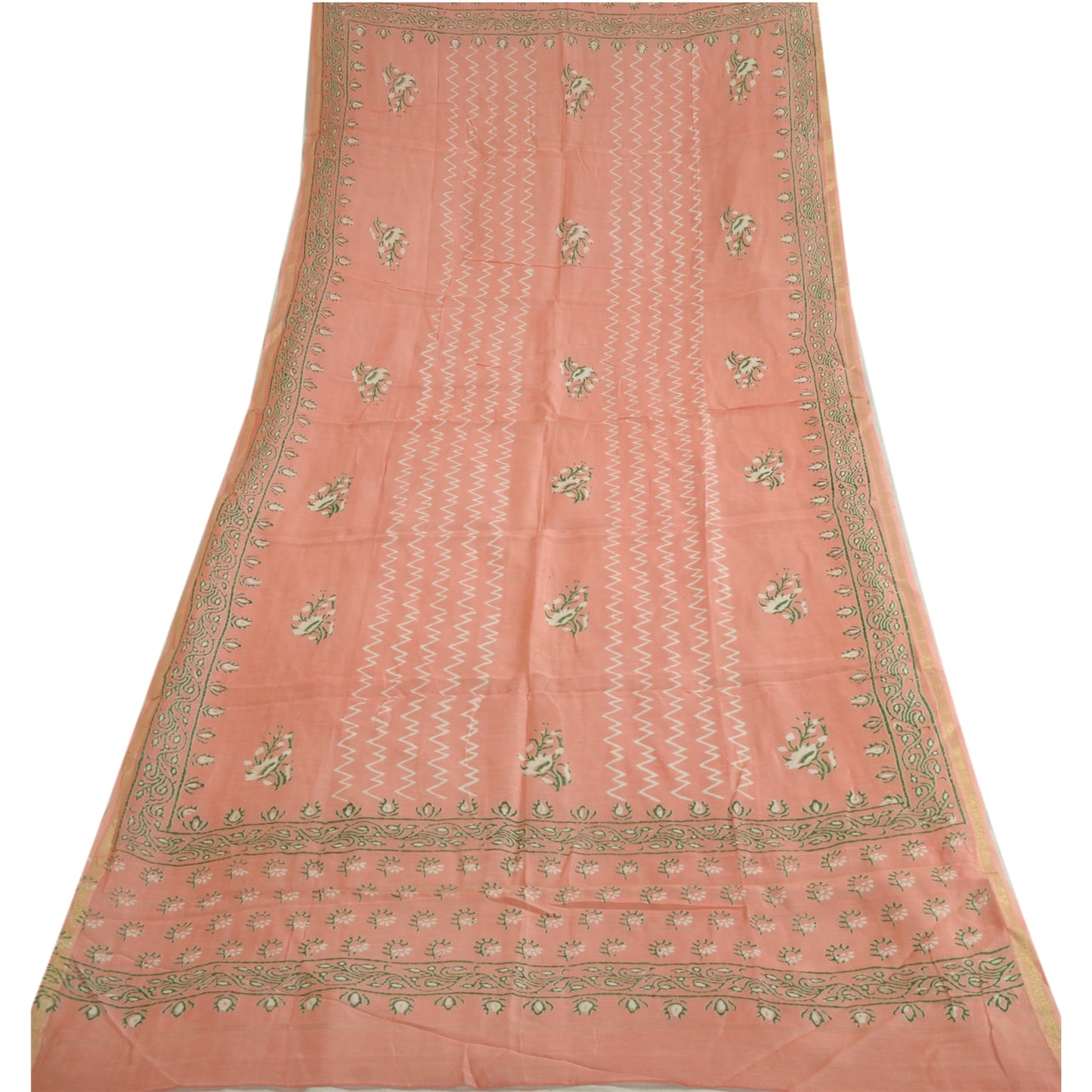 Sanskriti Vintage Lange Dupatta Stole Bomuld Silke Håndbloktrykte Wrap Tørklæder