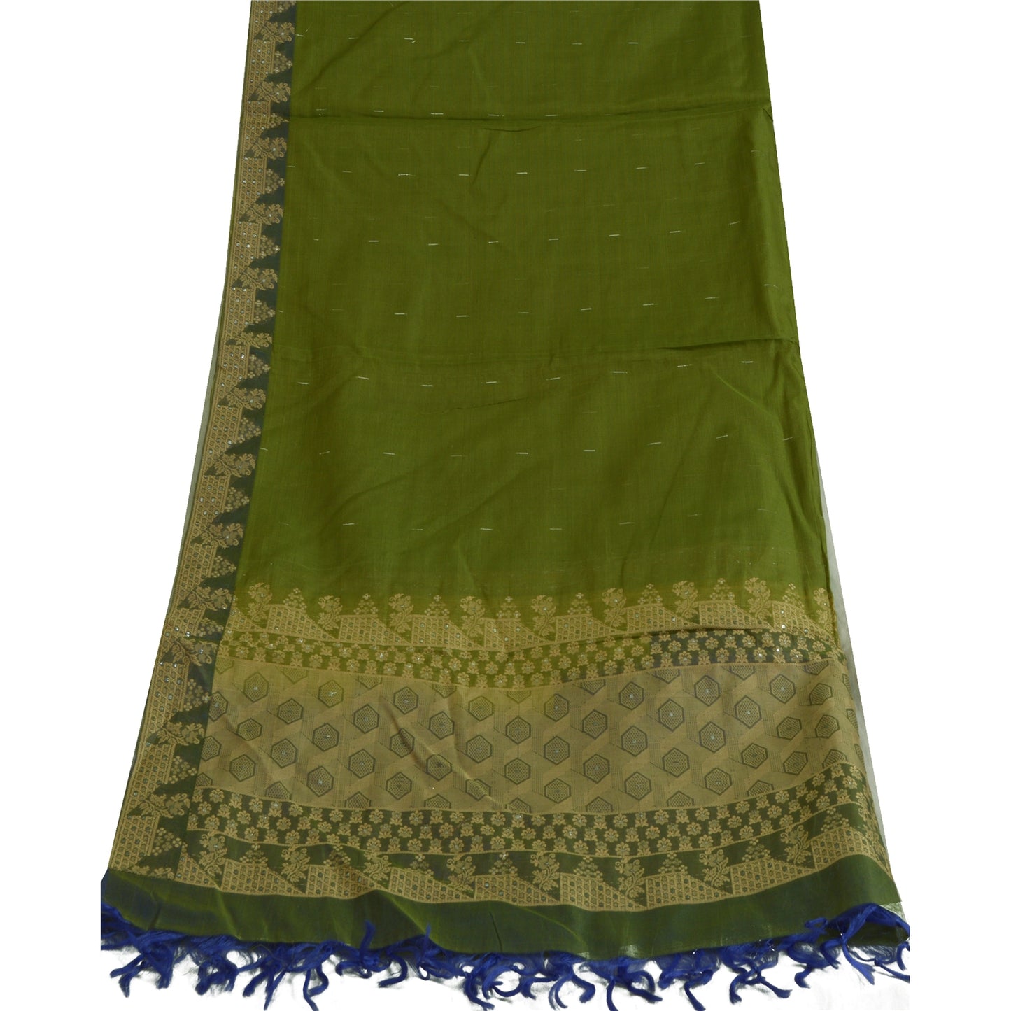 Sanskriti Vintage Lang Dupatta Stola Ren Silke Grøn Hijab Vævet Wrap Tørklæder