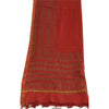 Sanskriti Vintage Lang Dupatta Stola Bomuld Silke Mørkerød Håndblokprint Slør