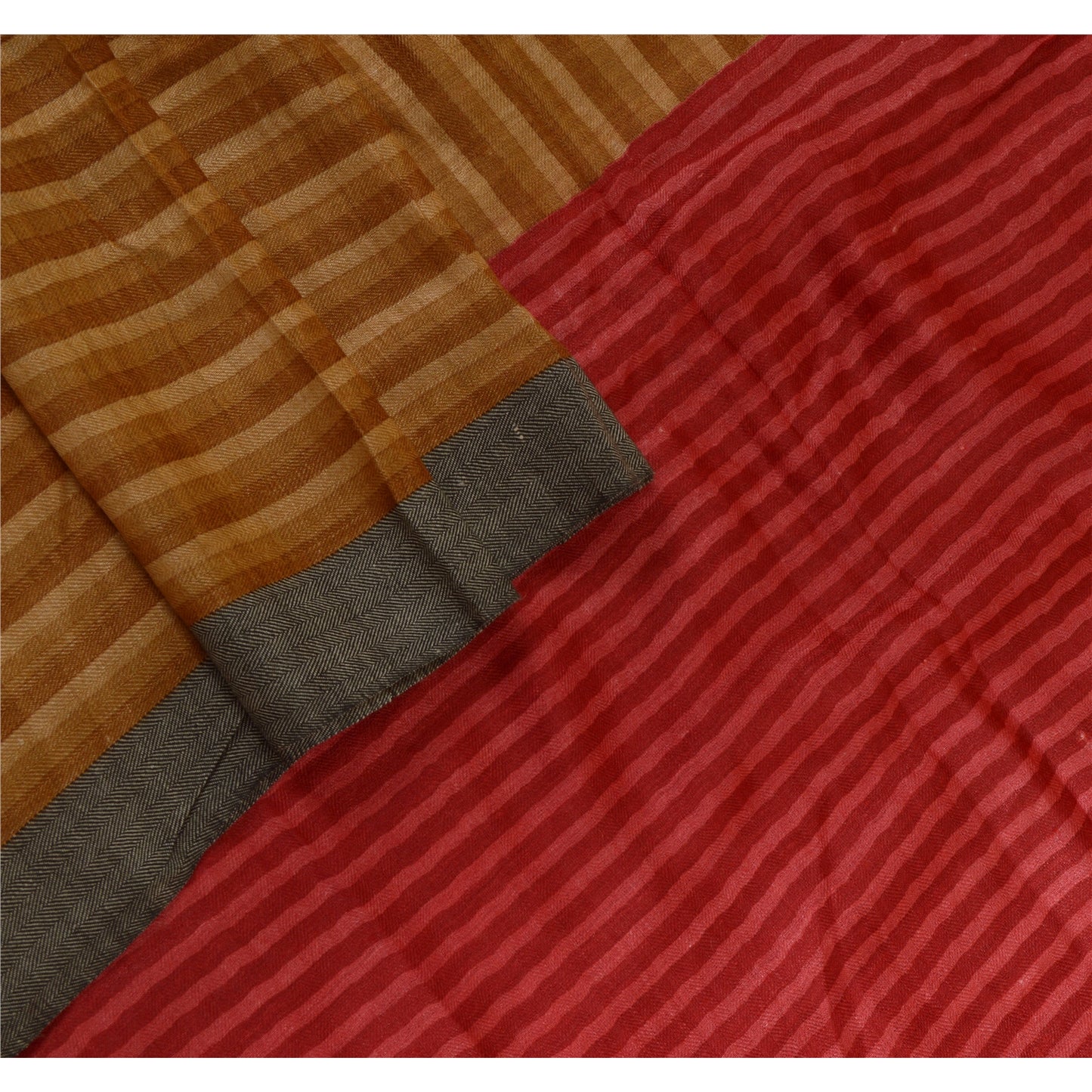 Sanskriti Vintage Lang Dupatta Stole Ren Bomuld Brun/Mørkerød Trykt Tørklæder