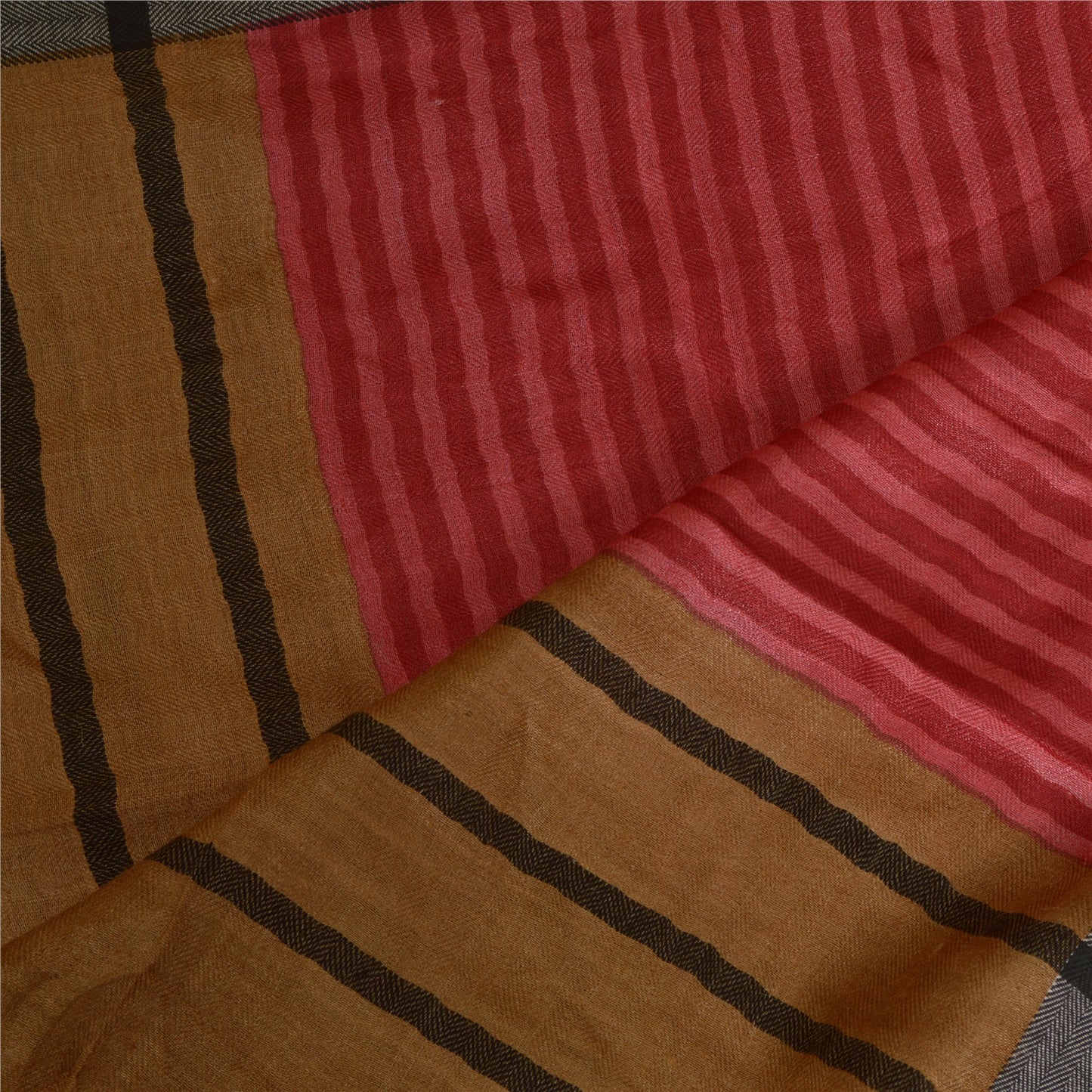 Sanskriti Vintage Lang Dupatta Stole Ren Bomuld Brun/Mørkerød Trykt Tørklæder