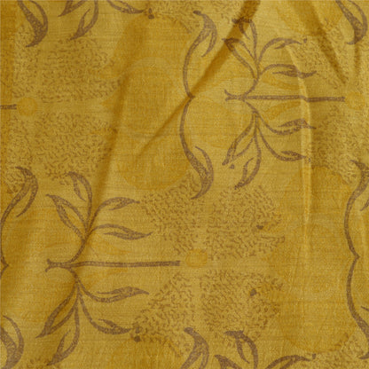 Sanskriti Vintage Lang Dupatta Stola Ren Silke Sennepsgul Trykt Wrap Hijab