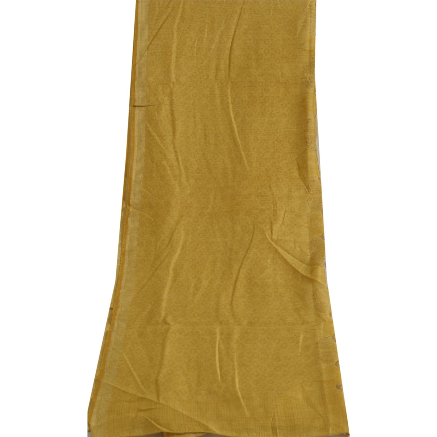 Sanskriti Vintage Lang Dupatta Stola Ren Silke Sennepsgul Trykt Wrap Hijab