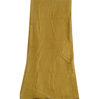 Sanskriti Vintage Lang Dupatta Stola Ren Silke Sennepsgul Trykt Wrap Hijab