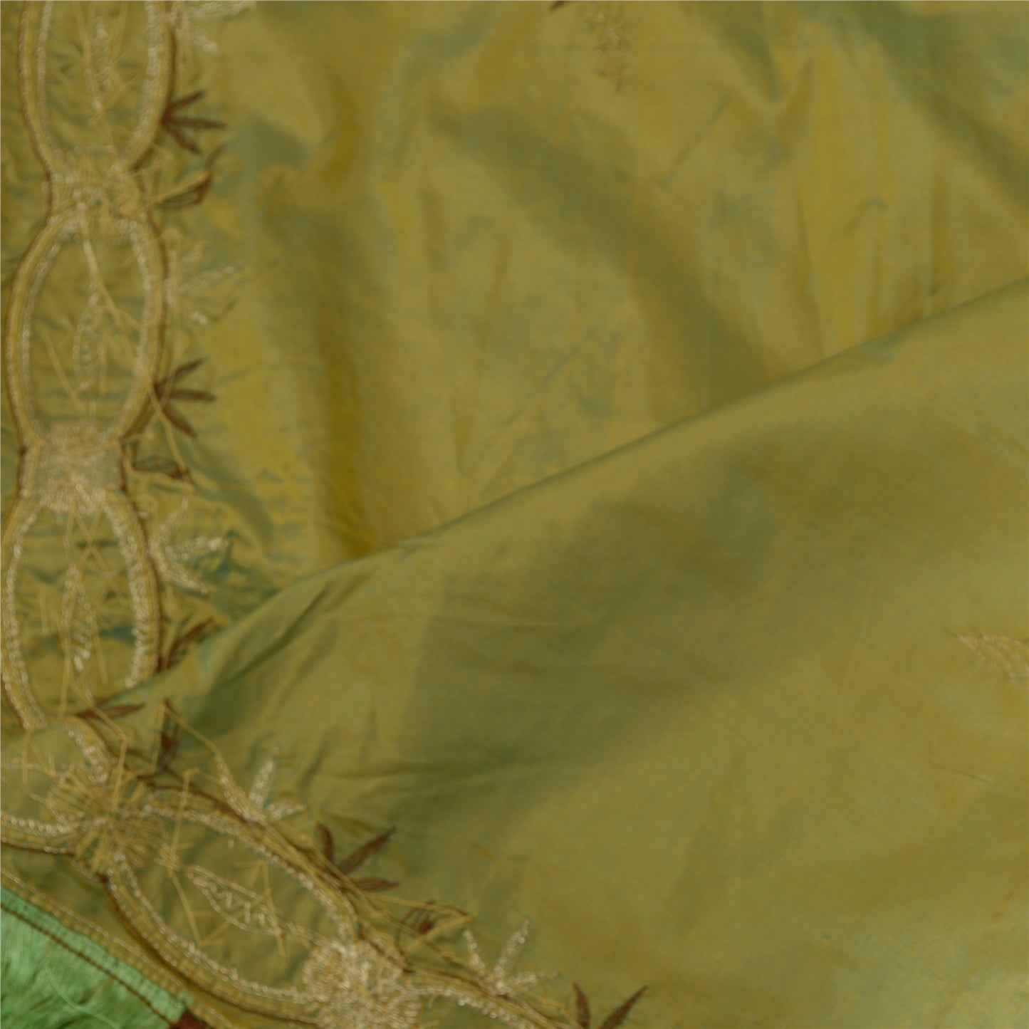 Санскритский винтажный длинный палантин дупатта из чистого шелка, зеленый хиджаб, расшитый вручную бисером