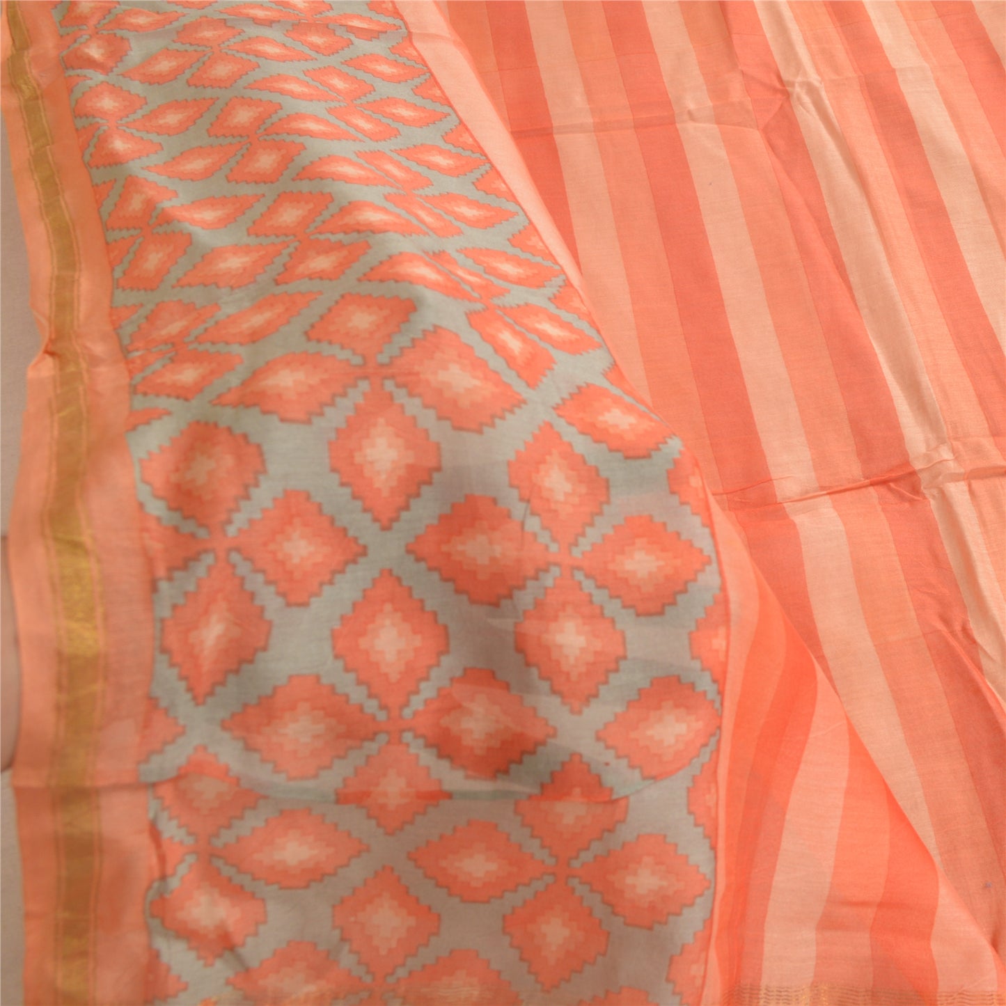 Санскрити Винтаж Длинный палантин дупатта хлопковый шелковый шарф с принтом персикового цвета