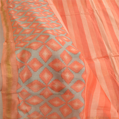 Санскрити Винтаж Длинный палантин дупатта хлопковый шелковый шарф с принтом персикового цвета