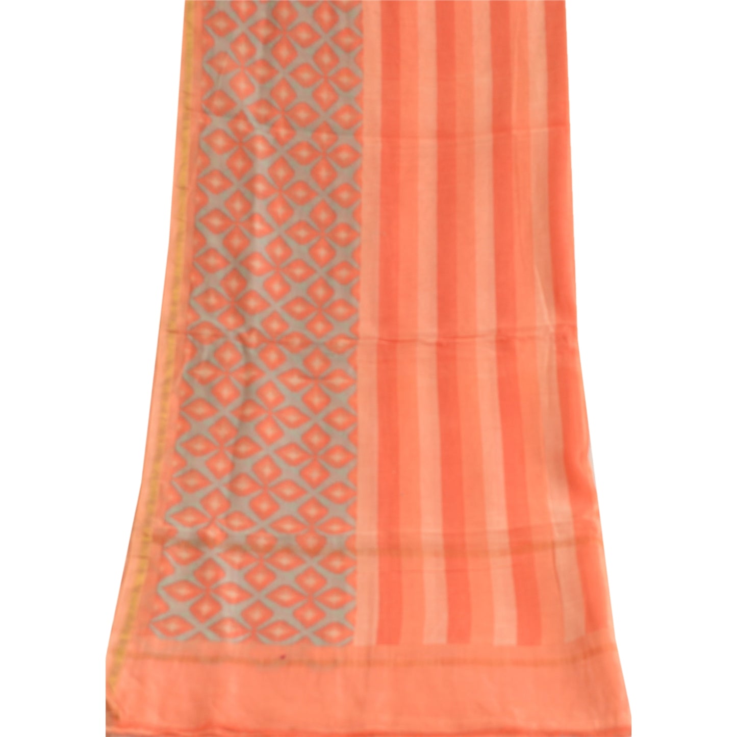 Санскрити Винтаж Длинный палантин дупатта хлопковый шелковый шарф с принтом персикового цвета