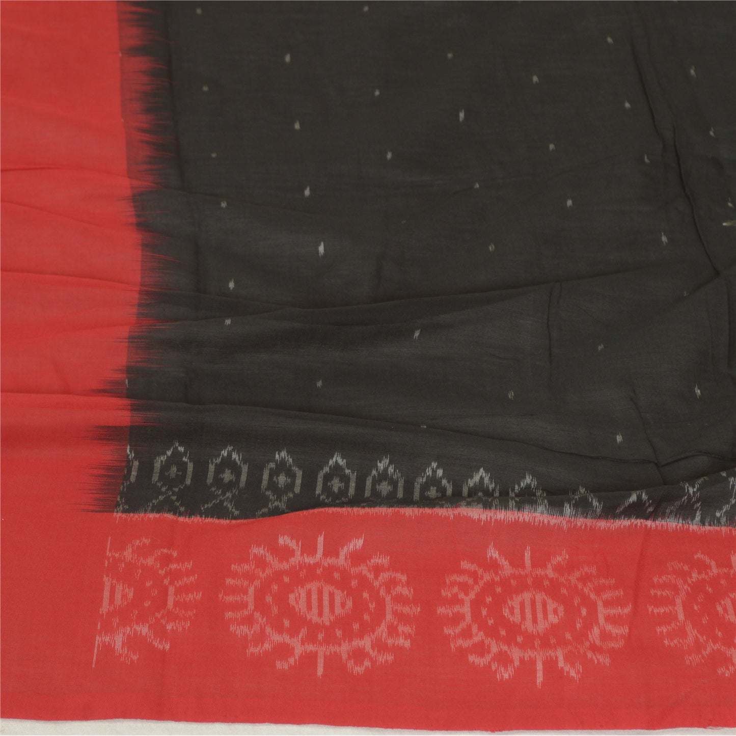 Длинный палантин в стиле санскрити, черный/красный, тканый из чистого хлопка, самбалпури икат, хиджаб