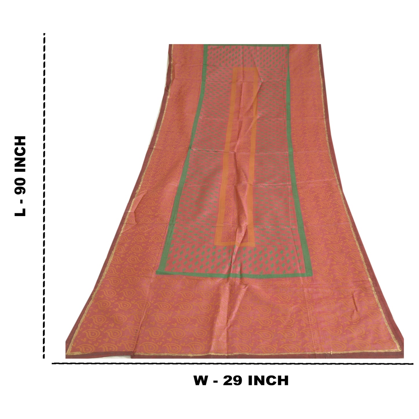 Sanskriti Vintage Lang Dupatta Stola Ren Silke Pink Hijab Malede Tørklæder