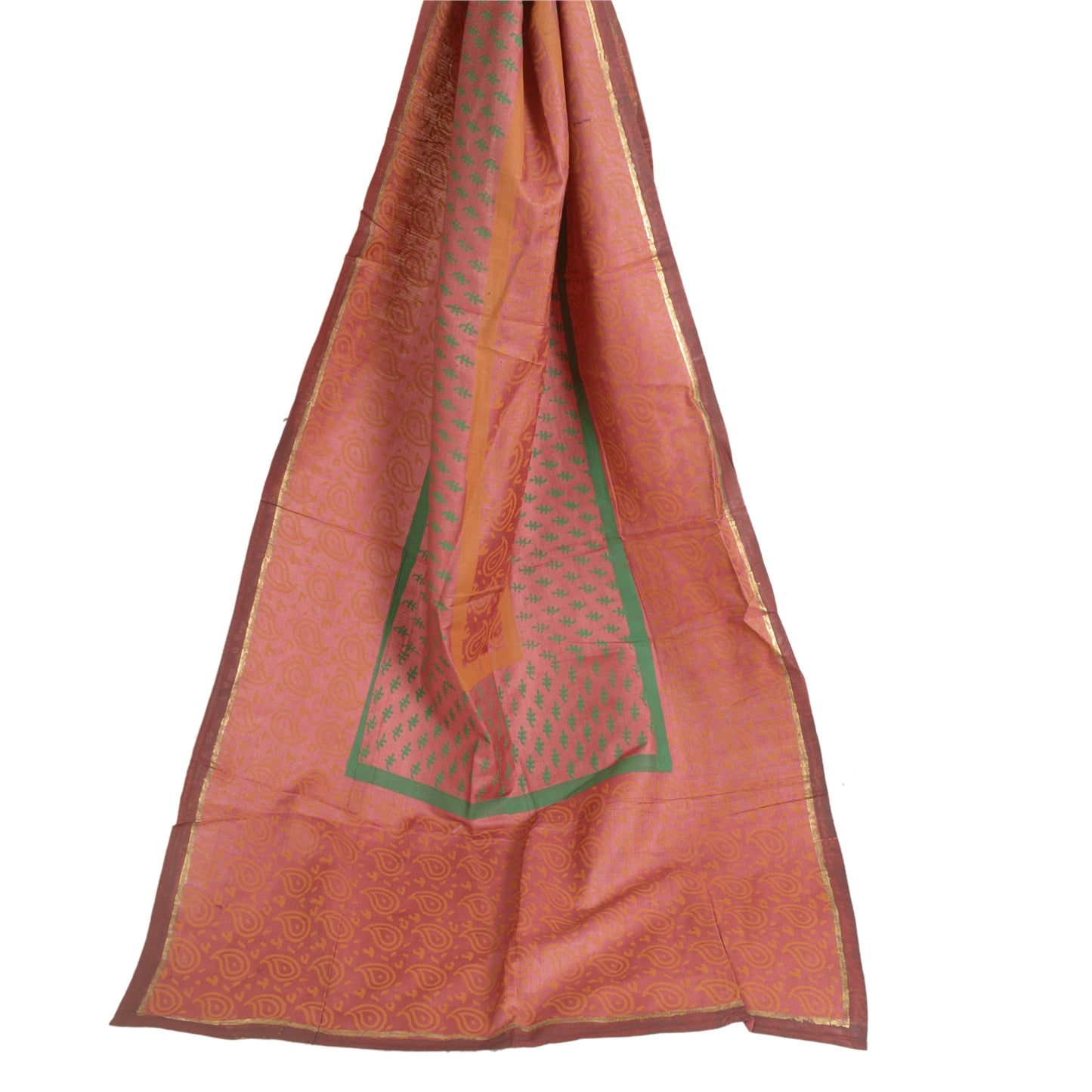 Sanskriti Vintage Lang Dupatta Stola Ren Silke Pink Hijab Malede Tørklæder