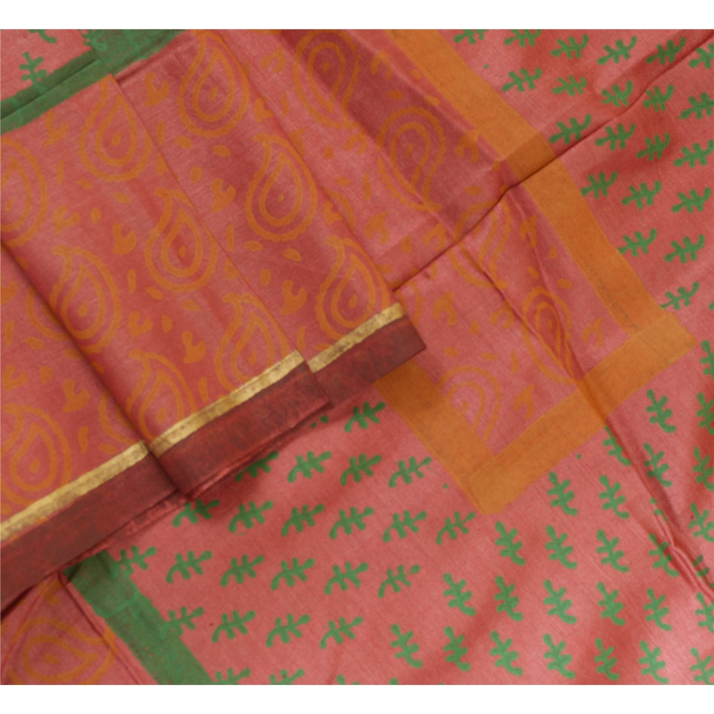 Sanskriti Vintage Lang Dupatta Stola Ren Silke Pink Hijab Malede Tørklæder