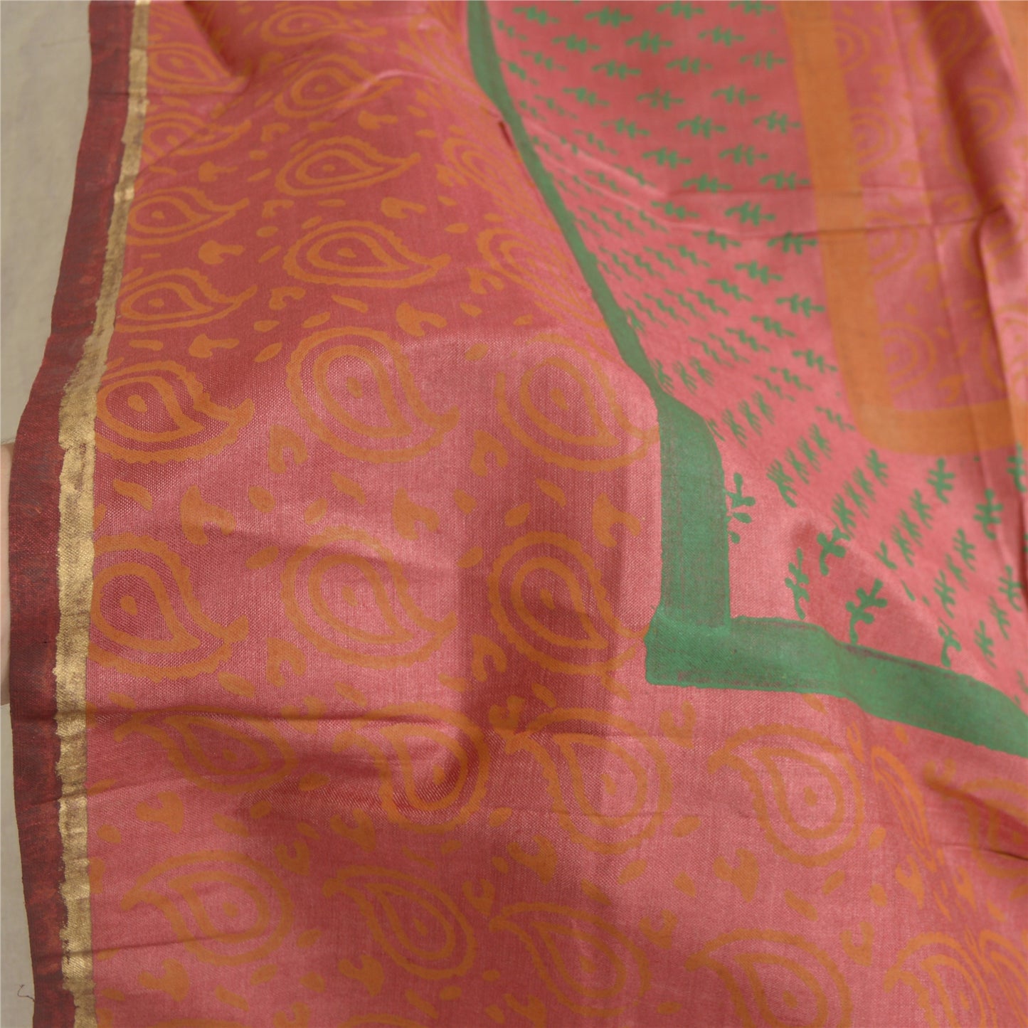 Sanskriti Vintage Lang Dupatta Stola Ren Silke Pink Hijab Malede Tørklæder