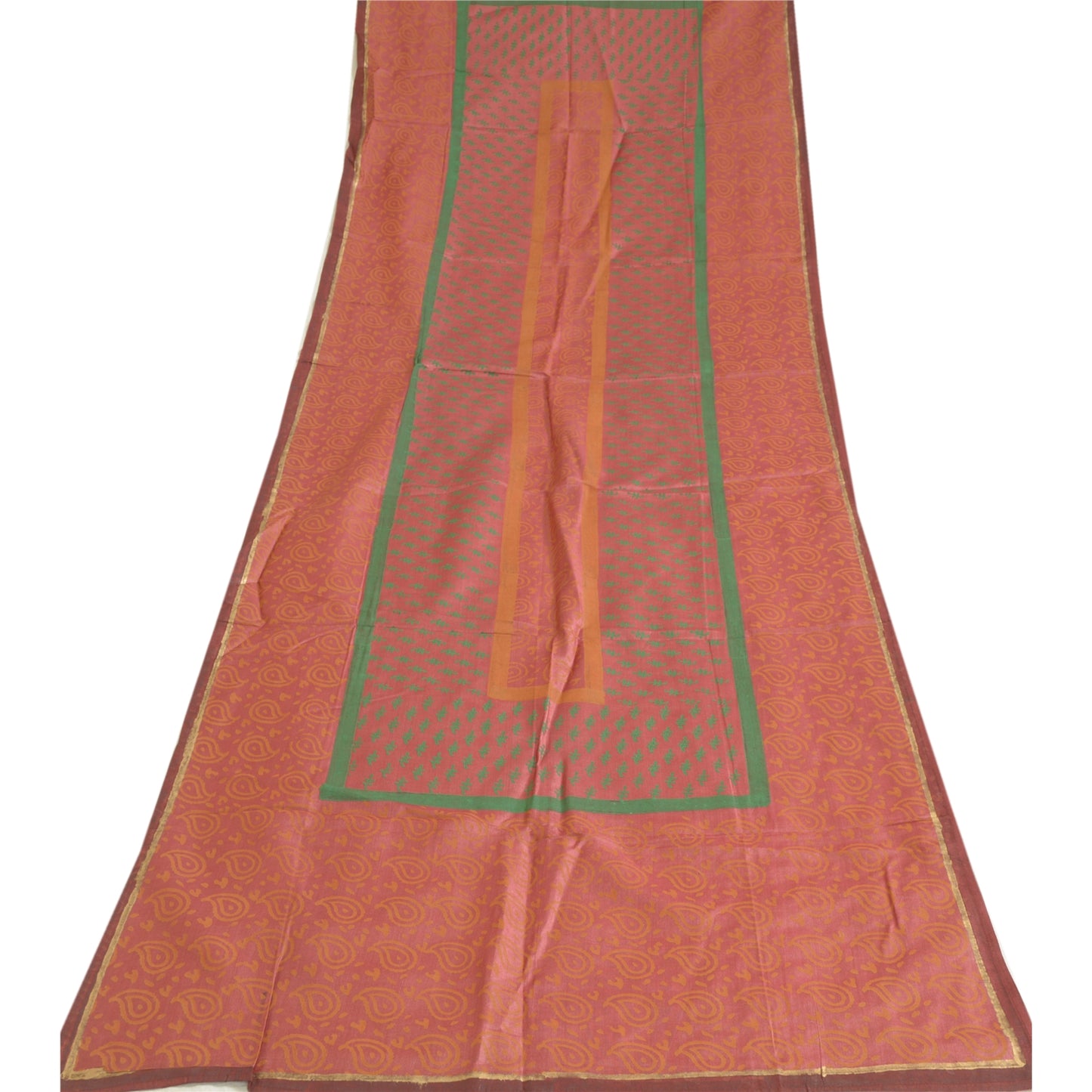 Sanskriti Vintage Lang Dupatta Stola Ren Silke Pink Hijab Malede Tørklæder