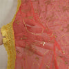 Sanskriti Vintage Long Red Dupatta/Stole Pure Chiffon Silk Hand Beaded Scarves