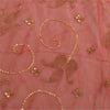 Sanskriti Vintage Long Red Dupatta/Stole Pure Chiffon Silk Hand Beaded Scarves