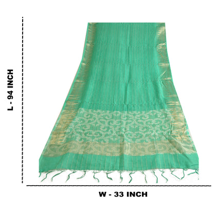 Длинные шарфы-дупатта из хлопка и шелка с зеленым принтом на Санскрити