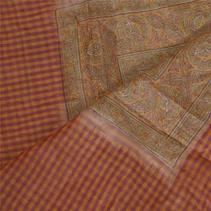 Sanskriti Vintage Long Dupatta Stole Pure Silk Ivory/Saffron Printed Woven Hijab