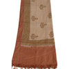 Sanskriti Vintage Long Dupatta Stole Pure Silk Ivory/Saffron Printed Woven Hijab