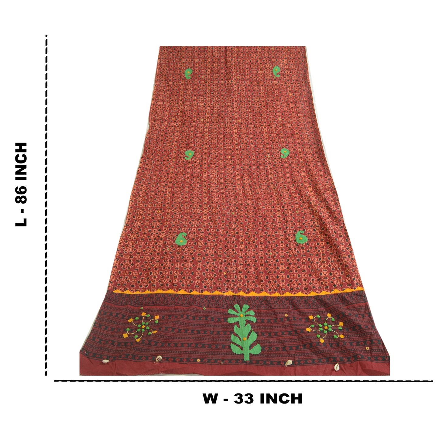 Санскритский винтажный длинный палантин дупатта из чистого хлопка темно-красной вуали Ajrakh Unquie