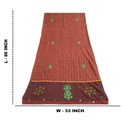Санскритский винтажный длинный палантин дупатта из чистого хлопка темно-красной вуали Ajrakh Unquie