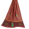 Санскритский винтажный длинный палантин дупатта из чистого хлопка темно-красной вуали Ajrakh Unquie
