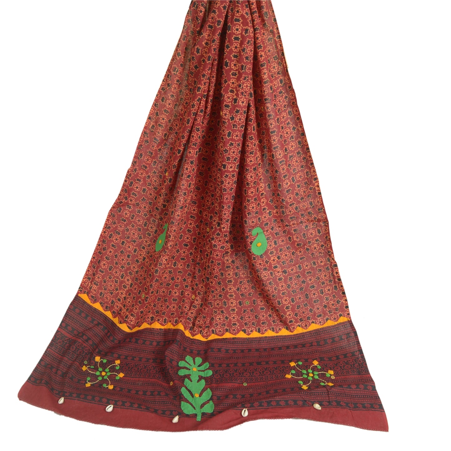 Санскритский винтажный длинный палантин дупатта из чистого хлопка темно-красной вуали Ajrakh Unquie