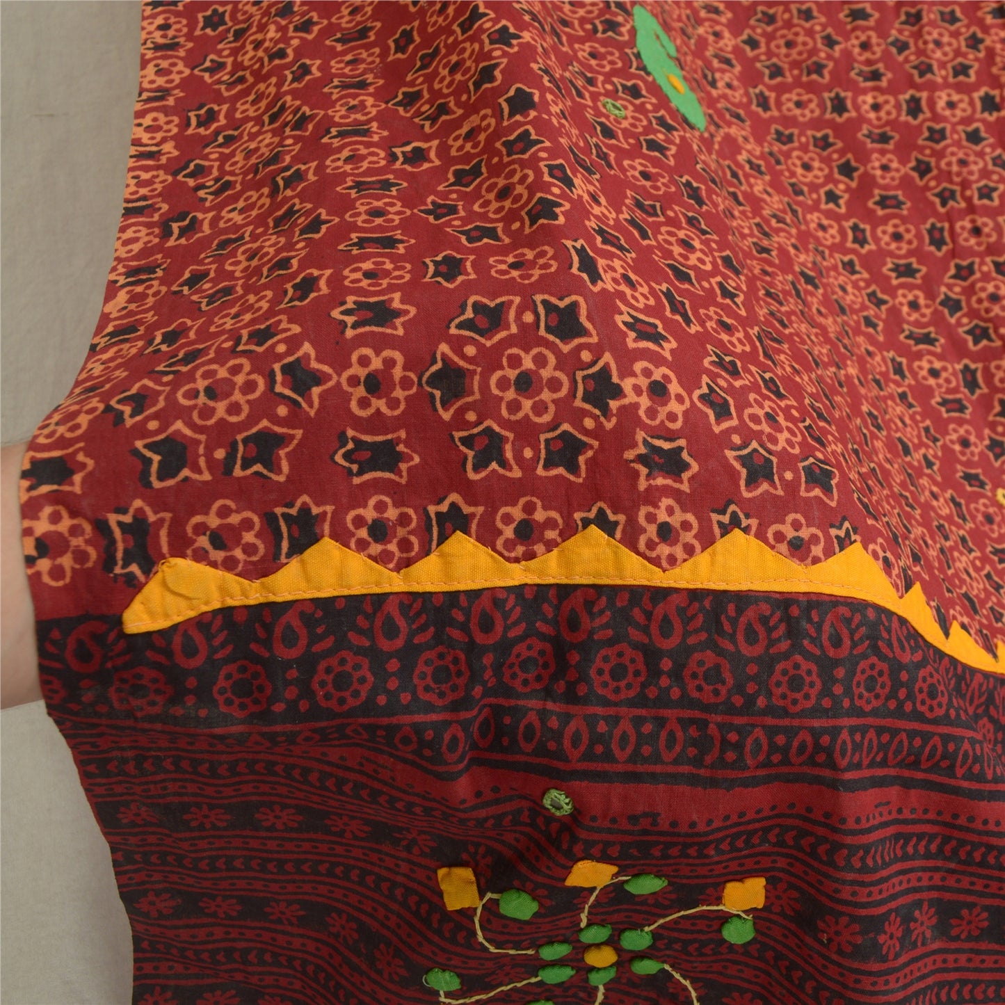 Санскритский винтажный длинный палантин дупатта из чистого хлопка темно-красной вуали Ajrakh Unquie