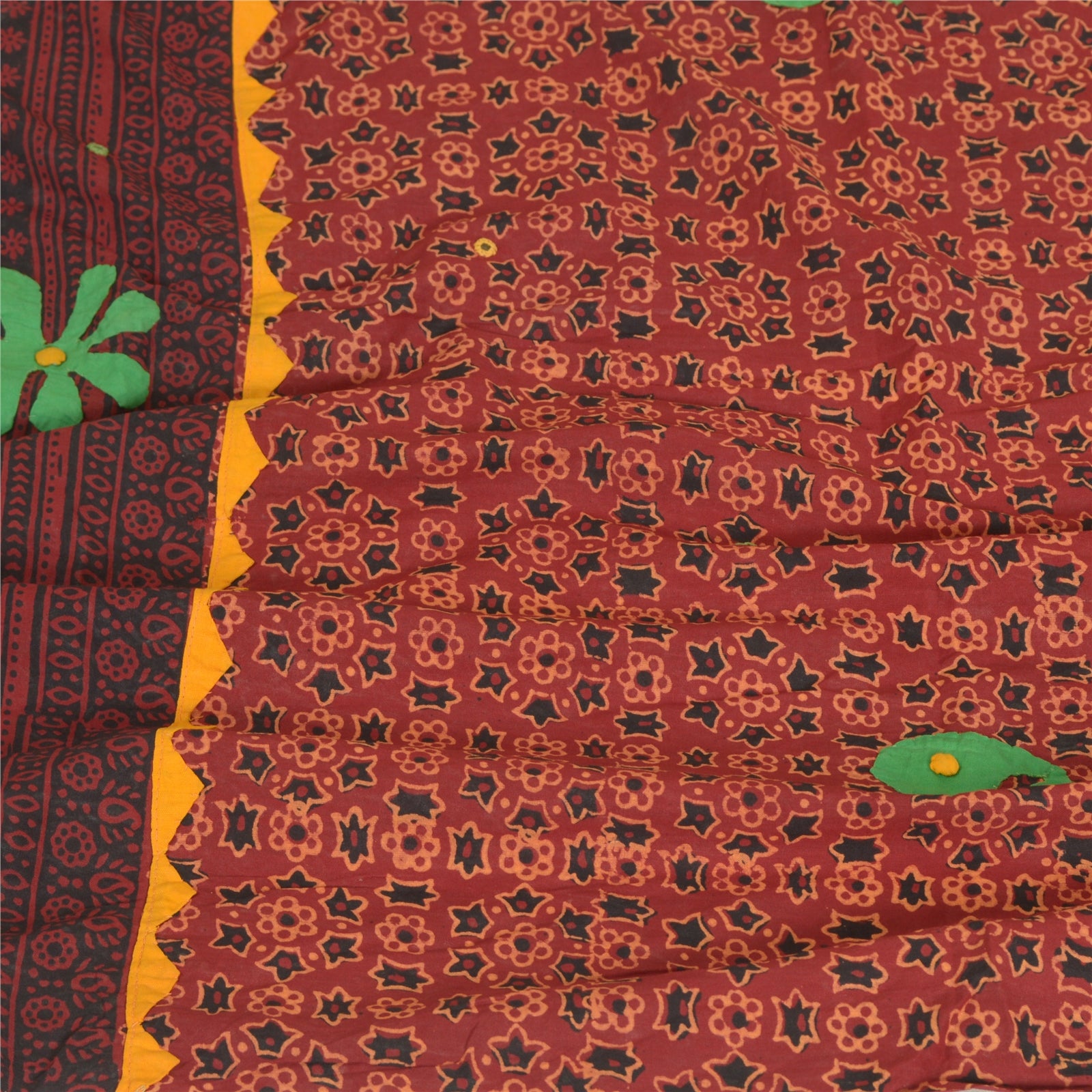 Sanskriti Vintage Long Dupatta Stole Pure Cotton Dark Red Ajrakh Unquie Veil