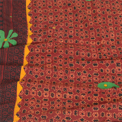 Санскритский винтажный длинный палантин дупатта из чистого хлопка темно-красной вуали Ajrakh Unquie