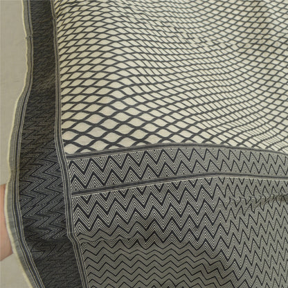 Sanskriti Vintage Long Dupatta Stole Pure Cotton Ivory Hijab Woven Scarves