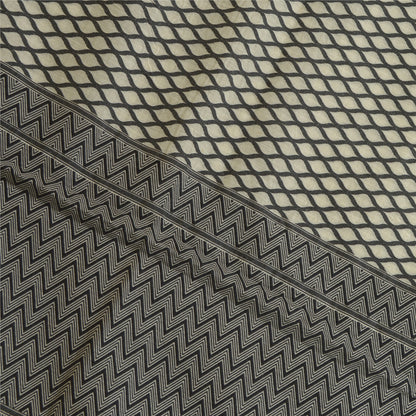 Sanskriti Vintage Long Dupatta Stole Pure Cotton Ivory Hijab Woven Scarves