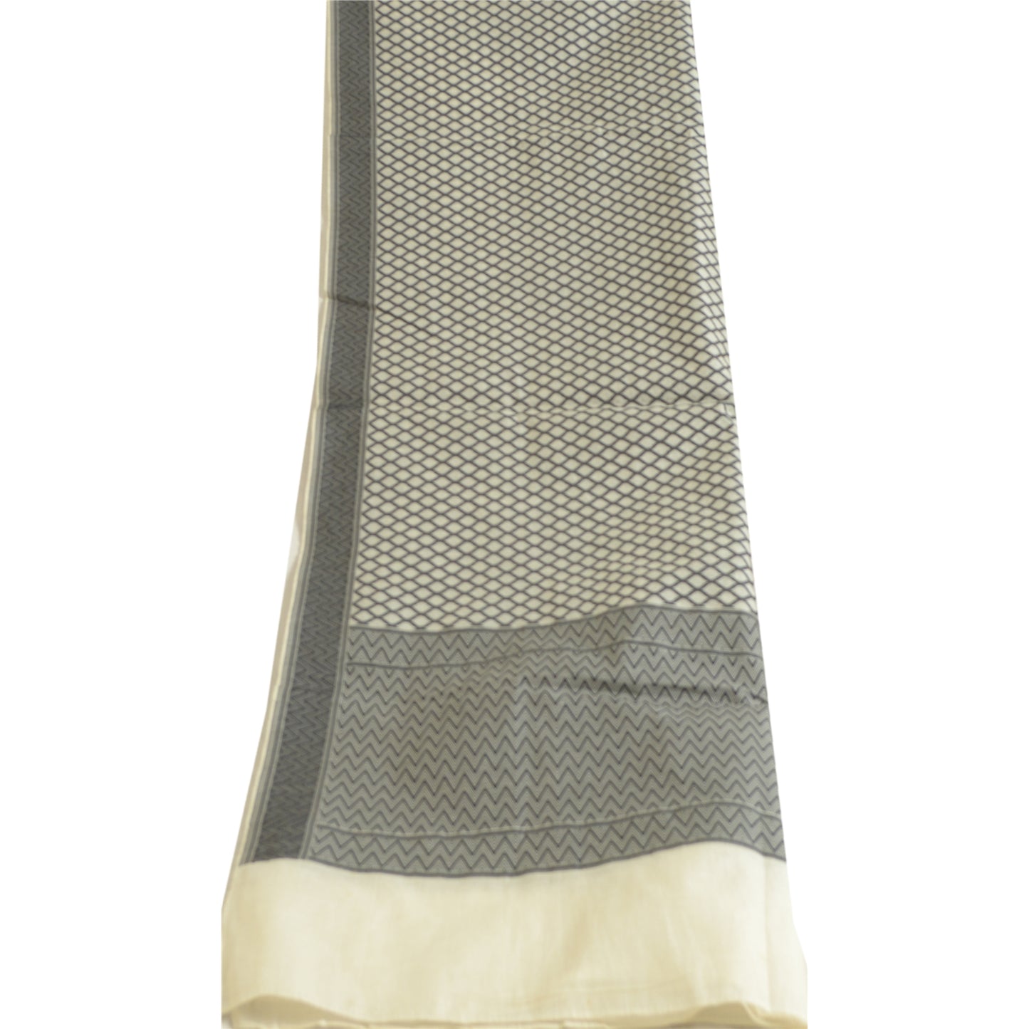 Sanskriti Vintage Long Dupatta Stole Pure Cotton Ivory Hijab Woven Scarves