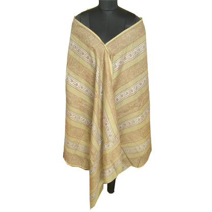 Sanskriti Vintage Long Dupatta Stole Cotton Silk Olive Green Hand-Block Printed