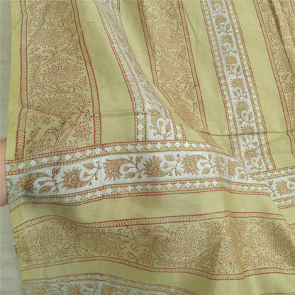 Sanskriti Vintage Long Dupatta Stole Cotton Silk Olive Green Hand-Block Printed