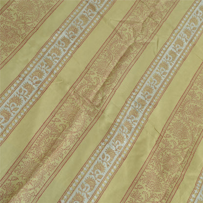 Sanskriti Vintage Long Dupatta Stole Cotton Silk Olive Green Hand-Block Printed