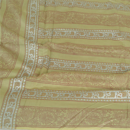 Sanskriti Vintage Long Dupatta Stole Cotton Silk Olive Green Hand-Block Printed
