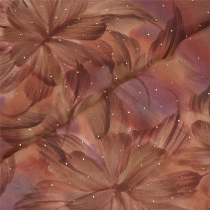 Sanskriti Vintage Long Dupatta/Stole Pure Crepe Silk Handmade Mukeish Work Hijab