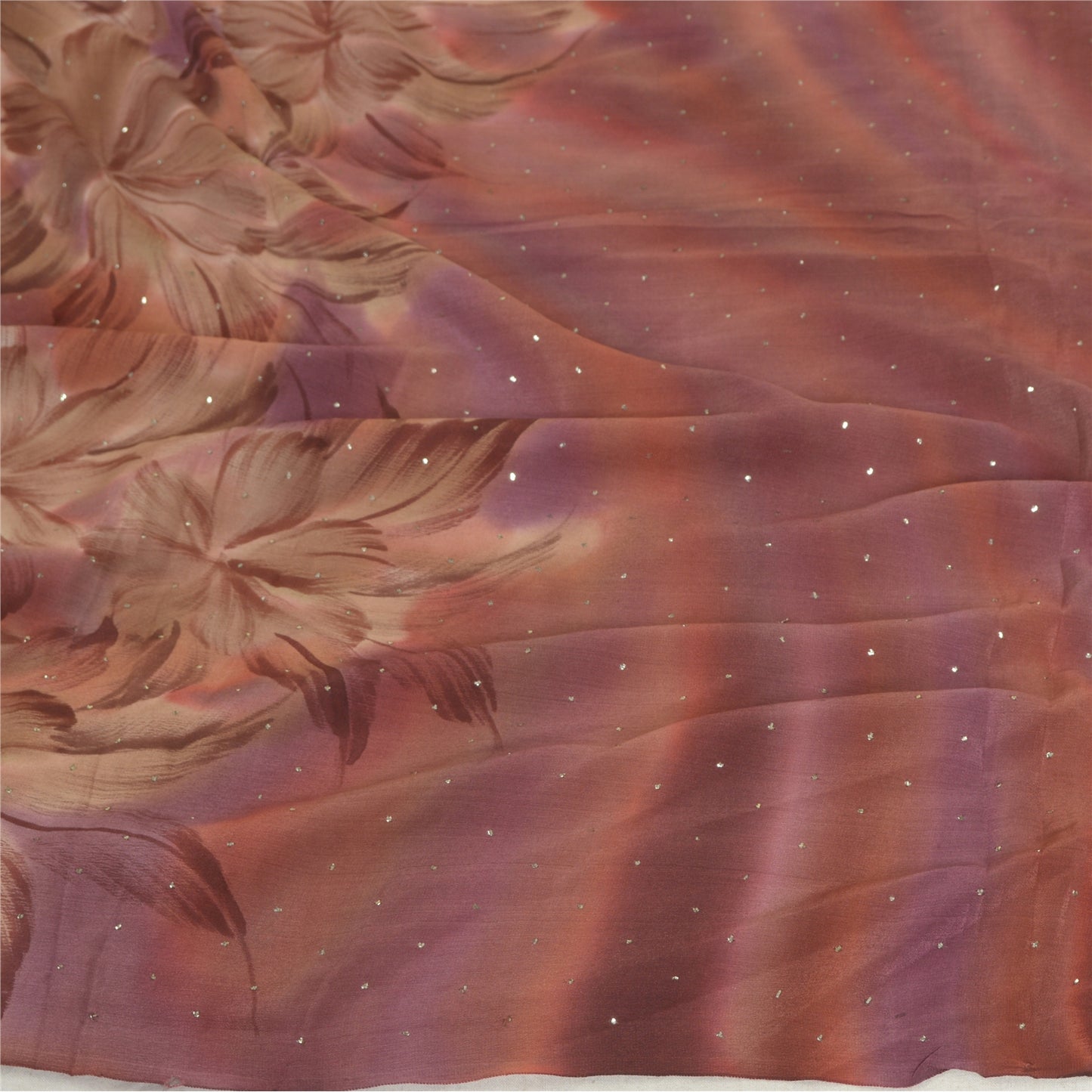 Sanskriti Vintage Long Dupatta/Stole Pure Crepe Silk Handmade Mukeish Work Hijab