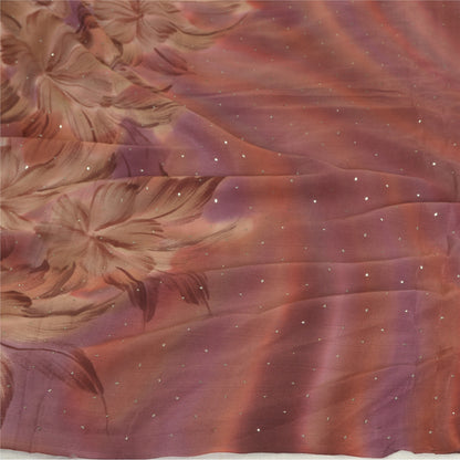 Sanskriti Vintage Long Dupatta/Stole Pure Crepe Silk Handmade Mukeish Work Hijab