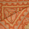 Sanskriti Vintage Long Orange Dupatta/Stole Pure Crepe Handmade Mukeish Work