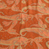 Sanskriti Vintage Long Orange Dupatta/Stole Pure Crepe Handmade Mukeish Work